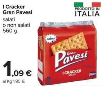 Carrefour Gran Pavesi I Cracker salati o non salati 560 g offerta
