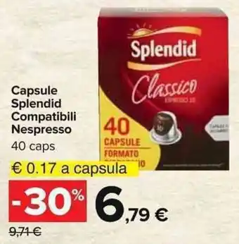 Carrefour Capsule Splendid Compatibili Nespresso 40 caps offerta
