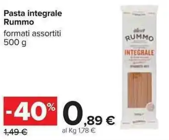 Carrefour Rummo Pasta integrale 500g offerta
