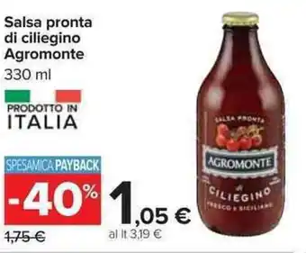 Carrefour Agromonte Salsa pronta di ciliegino 330ml offerta