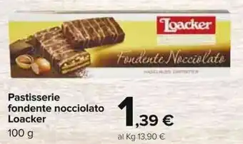 Carrefour Loacker Pastisserie fondente nocciolato 100g offerta