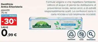 Carrefour Antica Erboristeria Dentifricio 75ml offerta
