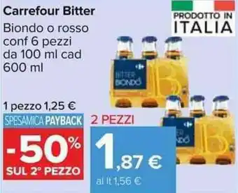 Carrefour Carrefour Bitter 6 pezzi 100ml cad 600ml offerta