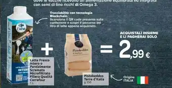 Carrefour Market Latte parzialmente intero scremato microfiltrato filiera qualità offerta