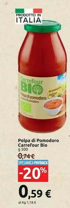 Carrefour Market Carrefour - polpa di pomodoro biologico 500 g(ml) offerta