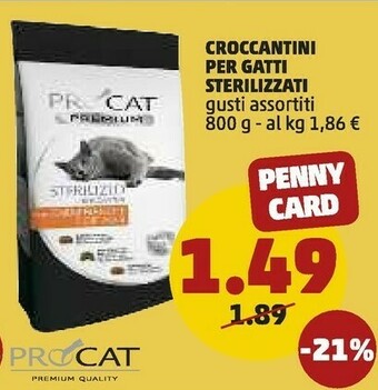 PENNY Croccantini per gatti sterilizzati offerta