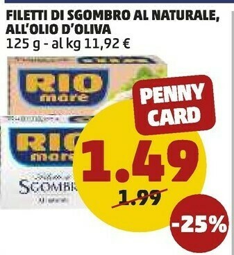 PENNY Filetti di sgombro all'olio di oliva 125 g(ml) offerta