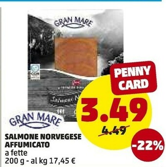 PENNY Salmone norvegese affumicato a fette 200 g offerta