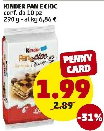 PENNY Kinder pan e cioc 290 g offerta