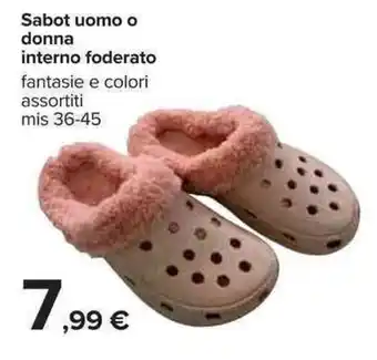 Carrefour Sabot uomo o donna interno foderato mis 36-45 offerta