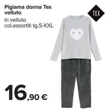 Carrefour Tex Pigiama donna velluto S-XXL offerta