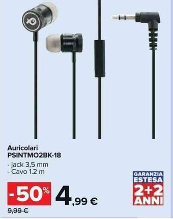 Carrefour Auricolari PSINTMO2BK-18 offerta