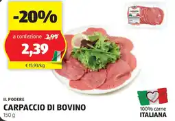 ALDI IL PODERE Carpaccio di bovino offerta