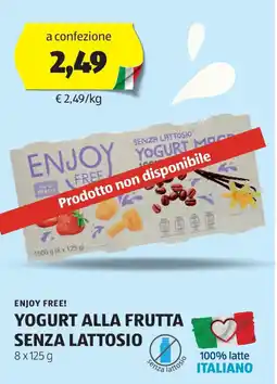 ALDI ENJOY FREE! Yogurt alla frutta senza lattosio offerta