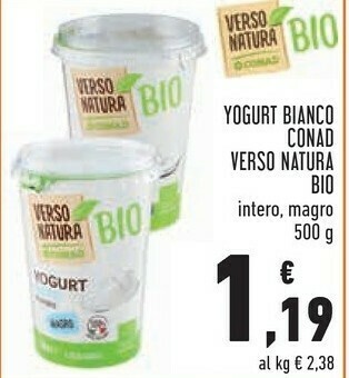 Conad Conad - yogurt bianco biologico verso natura 500 g(ml) offerta