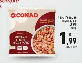 Conad Conad - zuppa con orzo, farro e legumi 600 g(ml) offerta