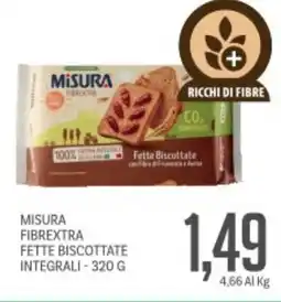 Supermercati Piccolo Misura fibrextra fette biscottate integrali offerta