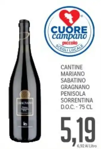 Supermercati Piccolo Cantine mariano sabatino gragnano penisola sorrentina d.o.c. offerta