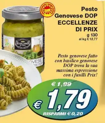 Prix Quality Eccellenze di Prix Pesto Genovese DOP 130g offerta