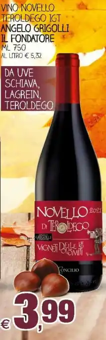 Angelo Grigolli Il Fondatore Vino Novello Teroldego IGT 750ml
