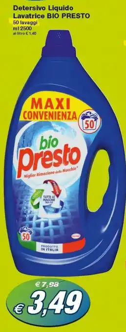 Prix Quality Bio Presto Detersivo Liquido Lavatrice 50 lavaggi 2500ml offerta