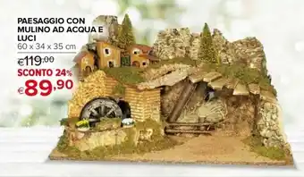 Iperal Paesaggio con Mulino Ad Acqua e Luci 60x34x35 cm offerta