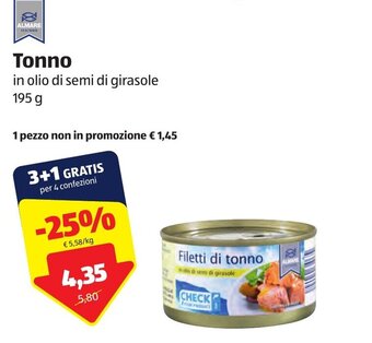 ALDI Almare Seafood Tonno in olio di semi di girasole 195 g offerta