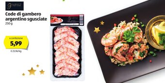 ALDI Gourmet Code di Gambero Argentino Sgusciate 250 g offerta