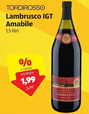 ALDI Tordirosso Lambrusco IGT Amabile 1,5 litri offerta