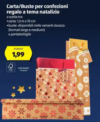 ALDI Carta/Buste per Confezioni regalo a tema natalizio offerta