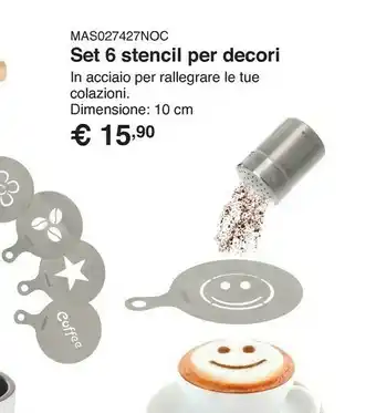 Set stencil con 6 decori in acciaio, da 10 cm