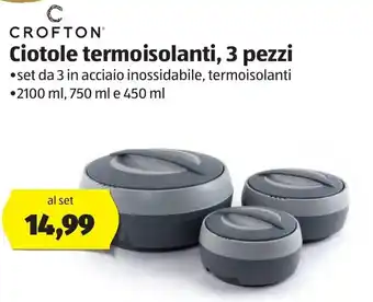 ALDI Crofton Ciotole Termoisolanti, 3 pezzi offerta