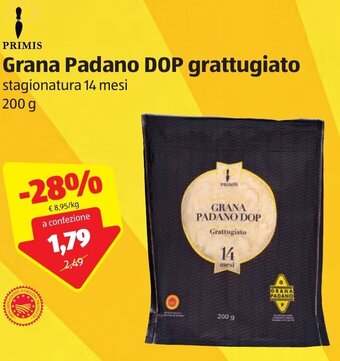 ALDI Primis Grana Padano DOP Grattugiato 200 g offerta