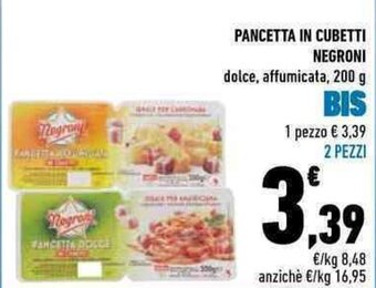 Conad Negroni Pancetta In Cubetti Dolce/Affumicata 200 g offerta