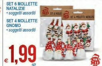 Set 6 mollette natalizie soggetti assortiti