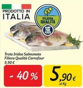 Carrefour trota iridea salmonata filiera qualità