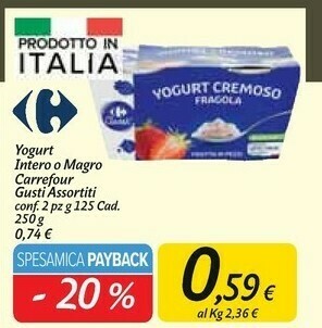 Carrefour Market Carrefour yogurt intero o magro offerta