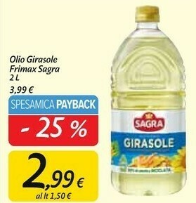 Carrefour Market Olio di semi di girasole 2000 g(ml) offerta