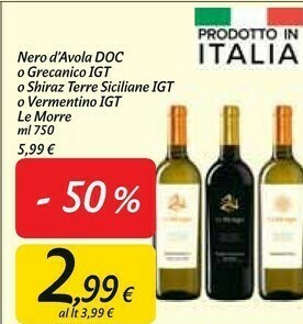 Nero d'avola doc/ grecanico igt/ shiraz terre siciliane igt/ vermentino igt