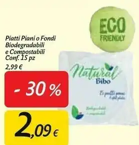 Carrefour Market Natural bibo piatti piani 15 pezzi offerta