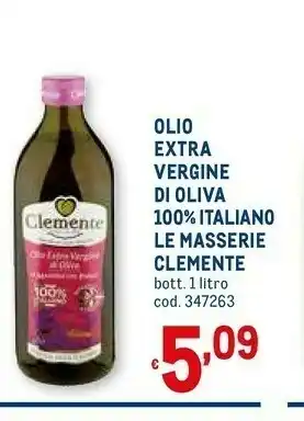 Metro Le masserie del parco olio extra vergine d'oliva 1000 g(ml) offerta
