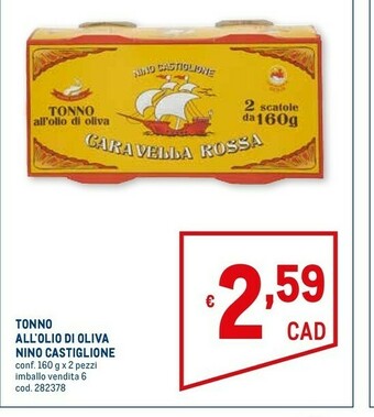 Metro Tonno all'olio d'oliva caravella rossa offerta