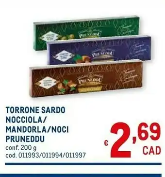 Metro Pruneddu tonara - torrone sardo di solo miele 200 g(ml) offerta