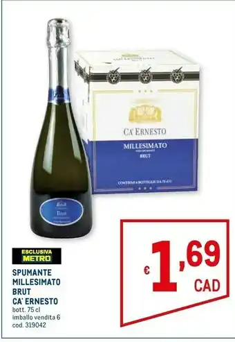 Metro Ca' ernesto spumante millesimato brut offerta