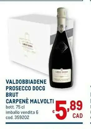 Metro Valdobbiadene prosecco docg brut offerta