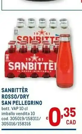 Metro Sanbittèr dry 1000 g(ml) offerta