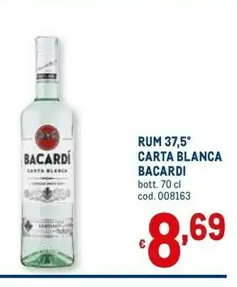 Metro Rum 37,5 carta blanca offerta