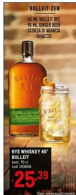 Bulleit zen rye whiskey 45