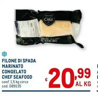 Chef seafood filone di spada marinato congelato