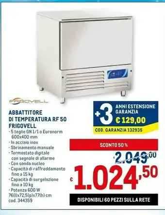 Metro Frigovell abbattitore di temperatura rf 50 offerta